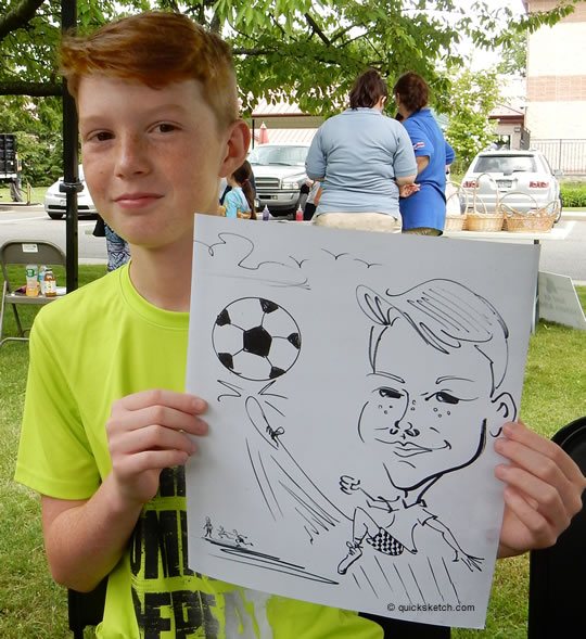 caricature of boy playing soccer party characatures by marty macaluso Assorted Caricature Samples Caricature Artist for parties caricaturist ny Caricature Artist on Long Island in Nassau County Suffolk County Caricaturist in NYC Brooklyn Queens Bronx Westchester Staten Island NY NJ CT area Party Entertainment for First Birthday Sweet-16 Bar Mitzvah Company Picnic Christmas Parties 10th Birthday First Holy Communions 30th 40th 50th Surprise Parties Bat Mitzvah