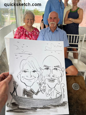 caricature of a couple on a gondola in Venice party characatures by marty macaluso Assorted Caricature Samples Caricature Artist for parties caricaturist ny Caricature Artist on Long Island in Nassau County Suffolk County Party Entertainment for First Birthday Sweet-16 Bar Mitzvah Company Picnic Christmas Parties 10th Birthday First Holy Communions 30th 40th 50th Surprise Parties Bat Mitzvah